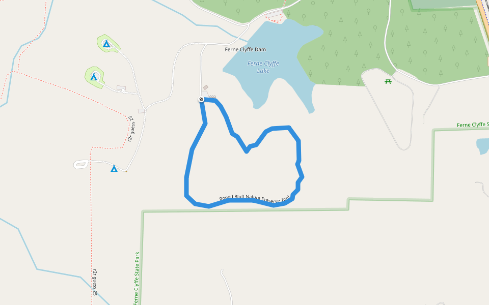 Round Bluff Nature Preserve Trail walking route map in Goreville