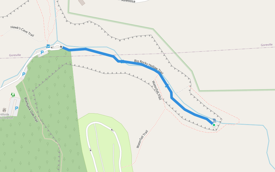 Big Rocky Hollow Trail walking route map in Goreville