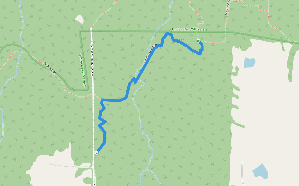Panther Den Trail walking route map in Makanda