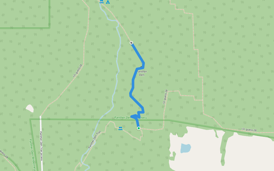 r2r guess 28, Panther Den Trail walking route map in Makanda