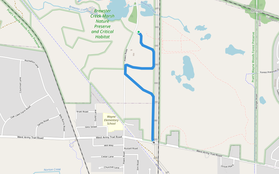 Central Trail walking route map in West Chicago