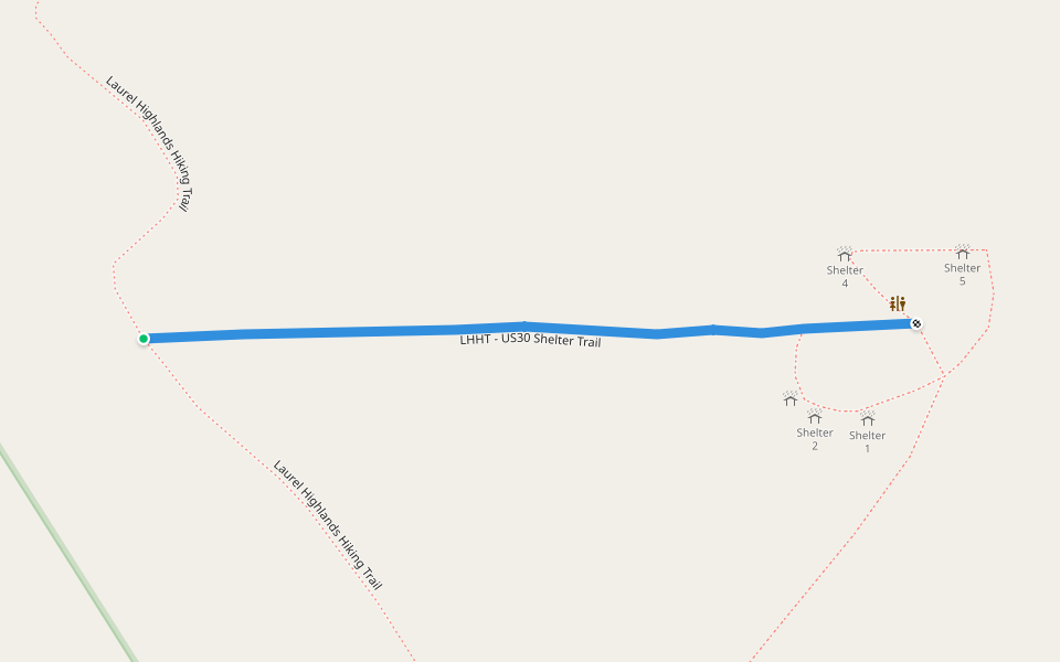 LHHT - US30 Shelter Trail walking route map in Boswell