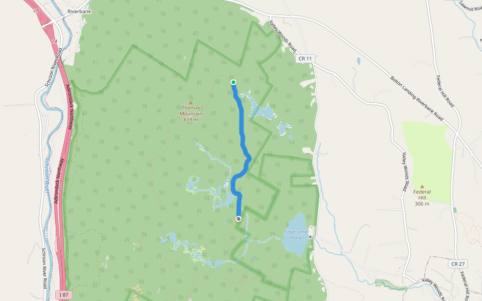 Cat Mountain Blue Trail walking route map in Bolton Landing