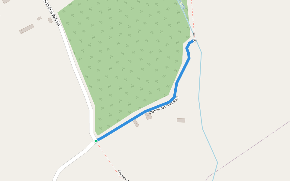 Chemin des Fontaines walking route map in Launay