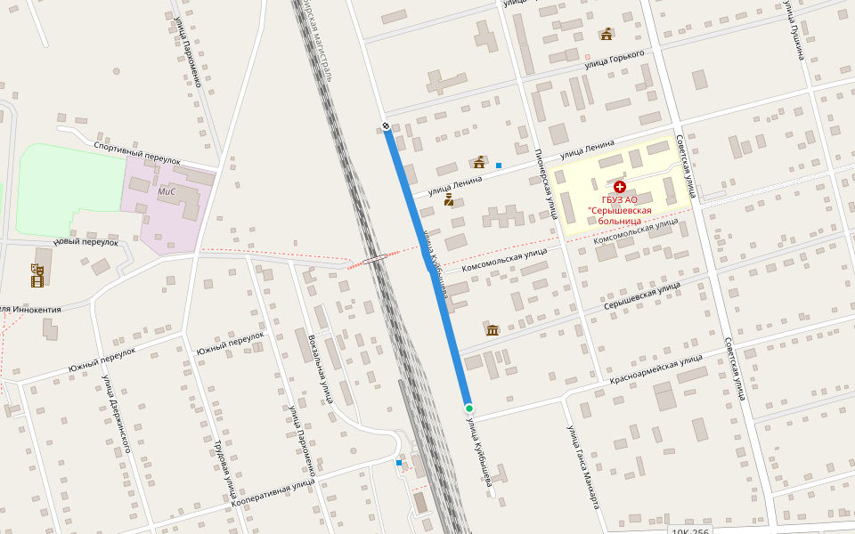 улица Куйбышева walking route map in Seryshevo