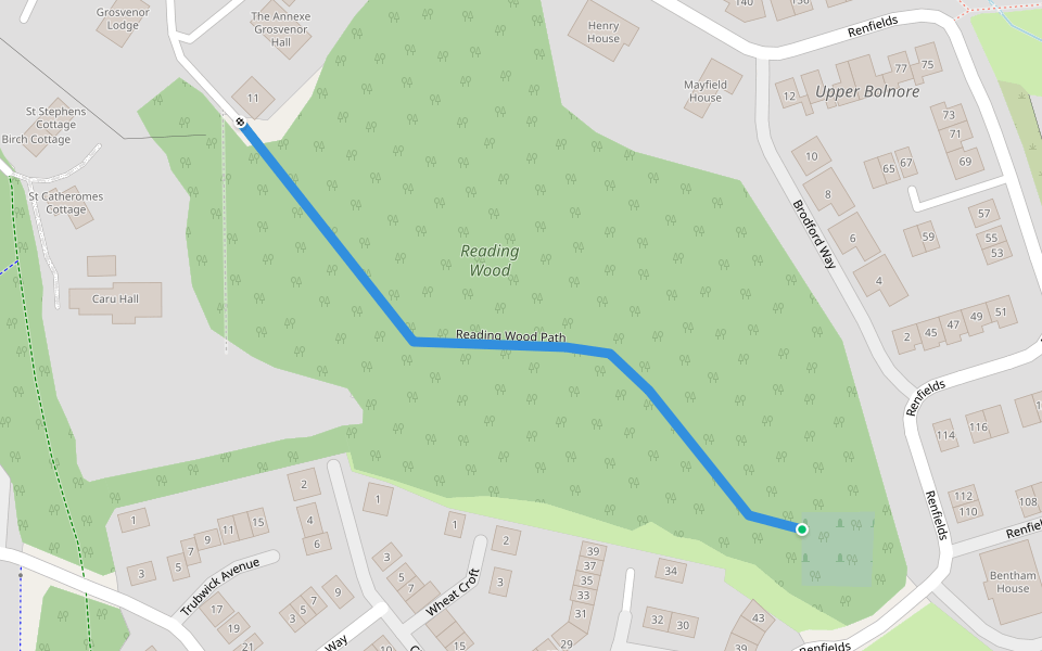Reading Wood Path walking route map in Haywards Heath