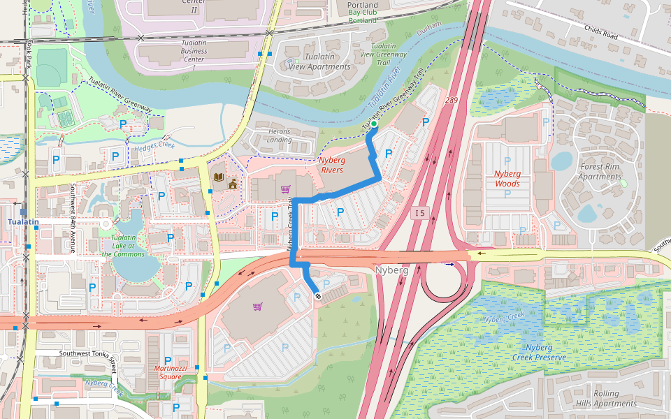 Nyberg Creek Trail walking route map in Tualatin