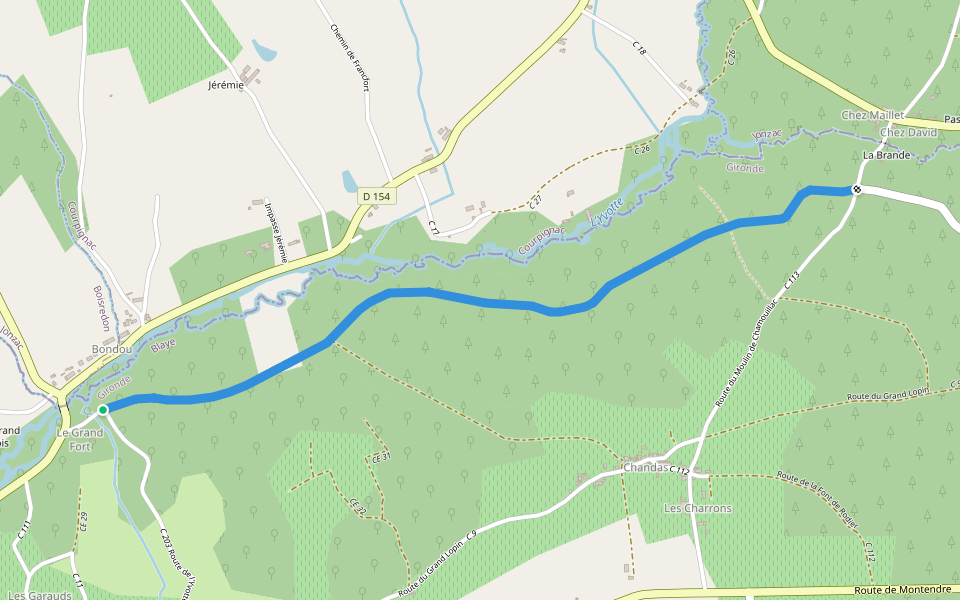 Route des Vallées walking route map in Val-de-Livenne