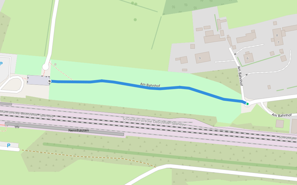 Am Bahnhof walking route map in Nennhausen