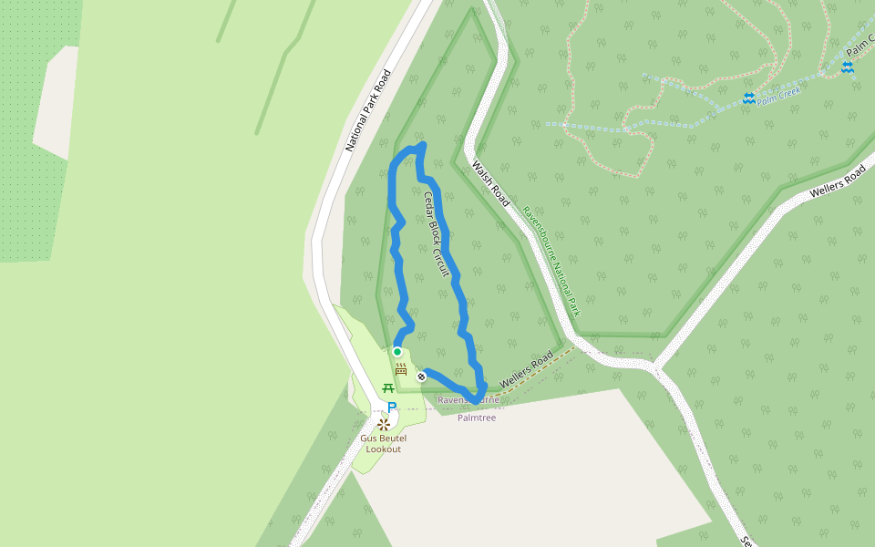 Cedar Block Circuit walking route map in Ravensbourne