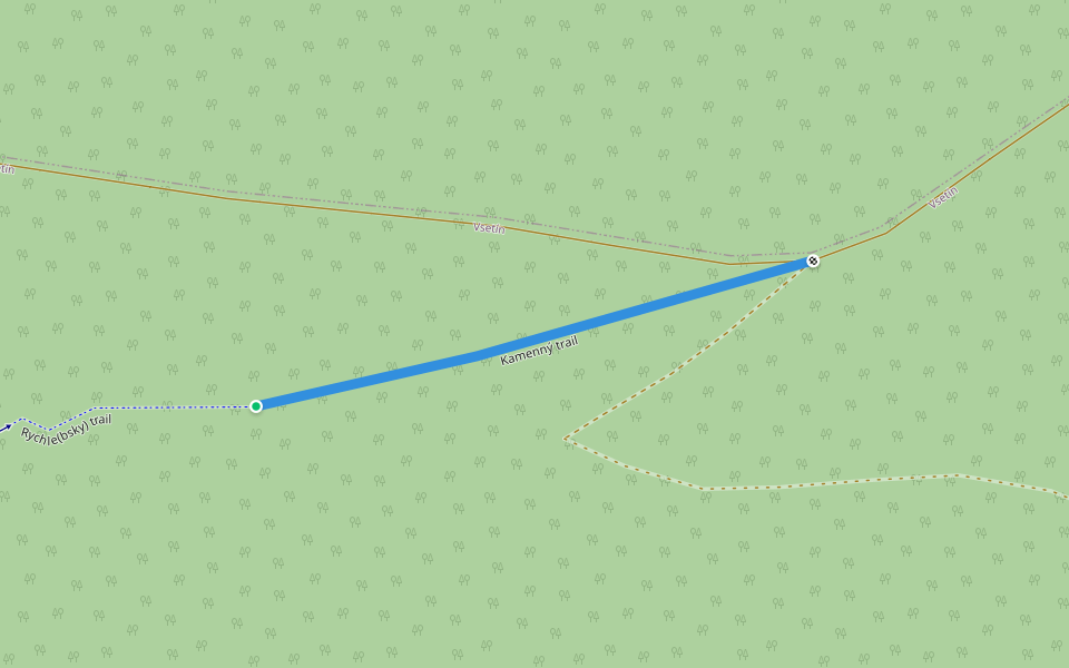 Kamenný trail walking route map in Ratiboř