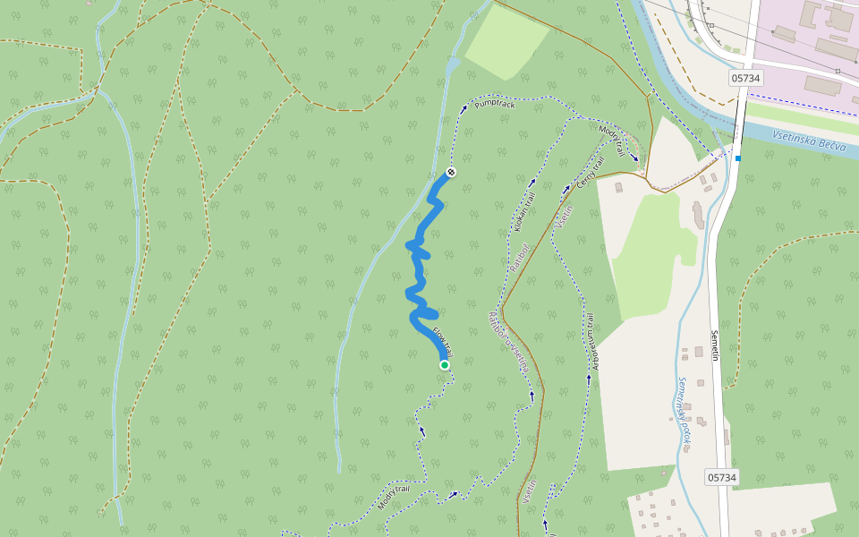 Flow trail walking route map in Vsetín