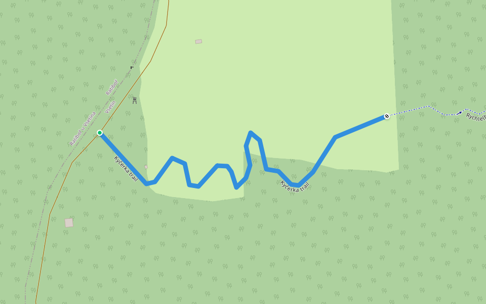 Kyčerka trail walking route map in Ratiboř