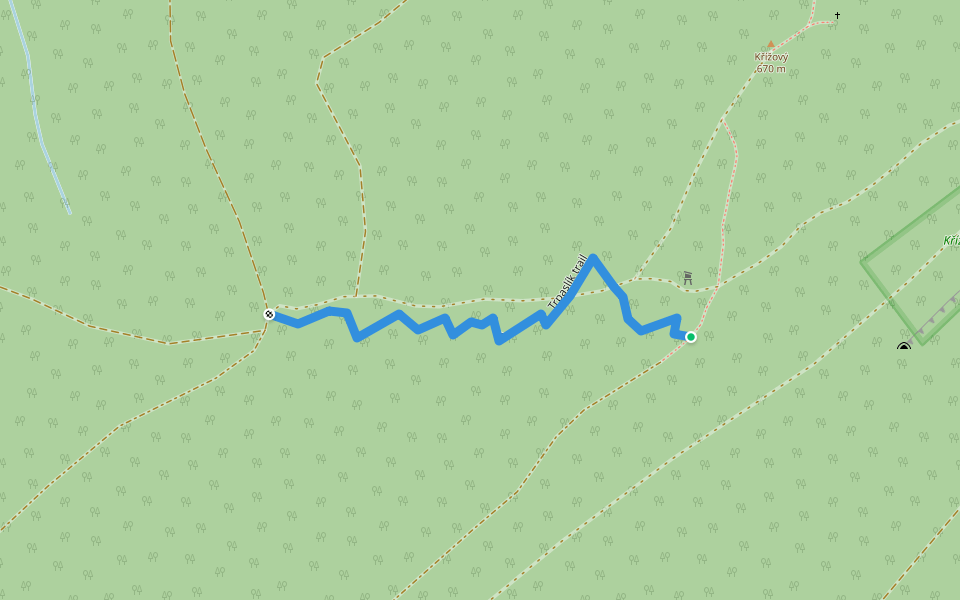 Trpaslík trail walking route map in Březová