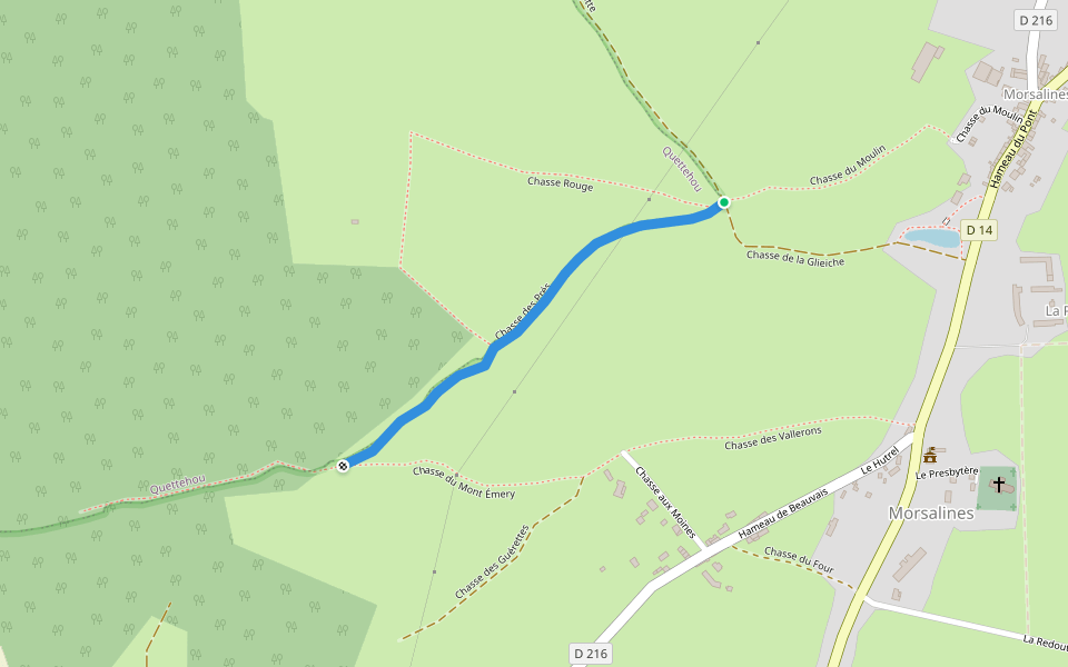 Chasse des Prés walking route map in Quettehou