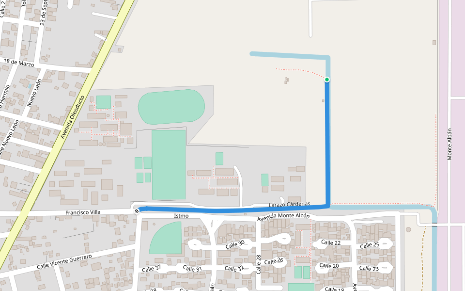 Lárazo Cárdenas walking route map in Salina Cruz