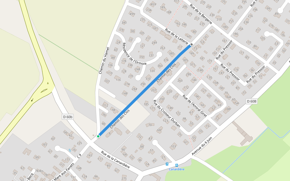 Chemin des Clos walking route map in Hermanville-sur-Mer