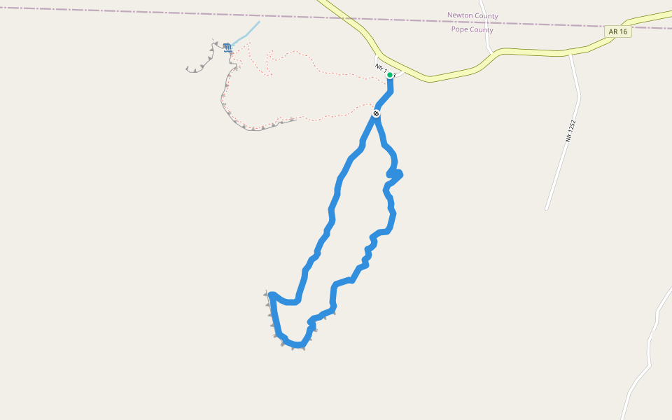 Pedestal Rocks Loop walking route map in Witts Springs