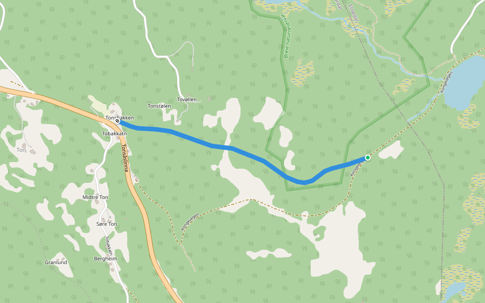 Eldgamle vegen walking route map in Fjellsbygdi