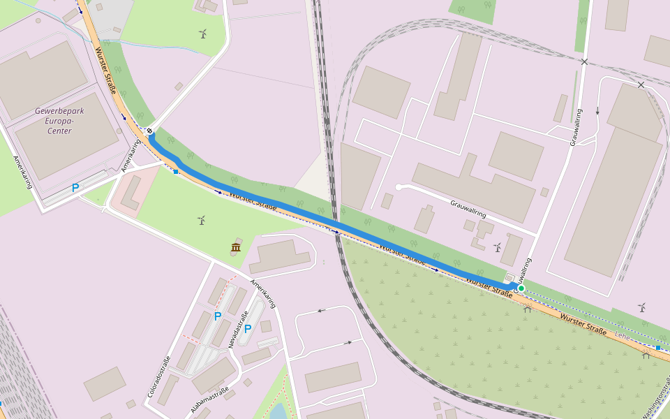 Wurster Straße walking route map in Bremerhaven