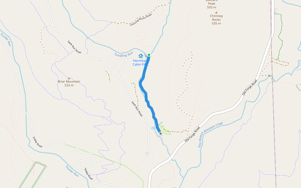 Hermitage Trail walking route map in South Mountain