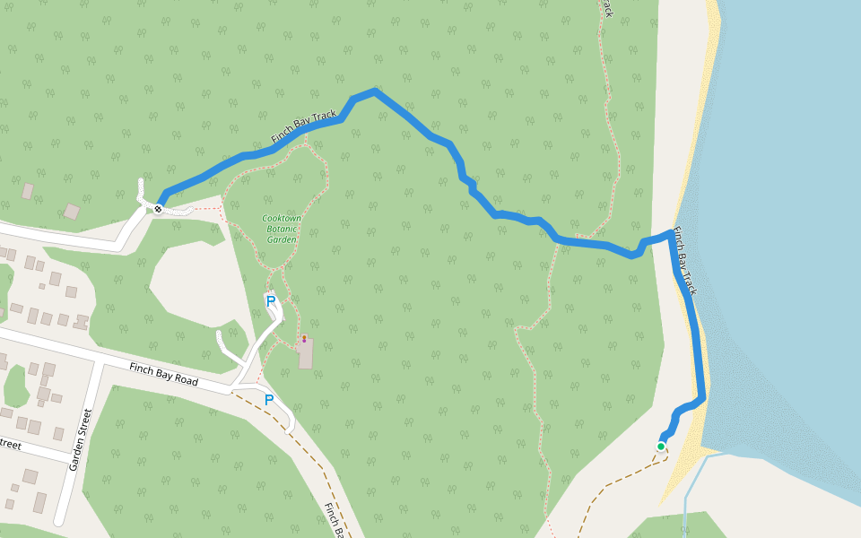 Finch Bay Track walking route map in Cooktown