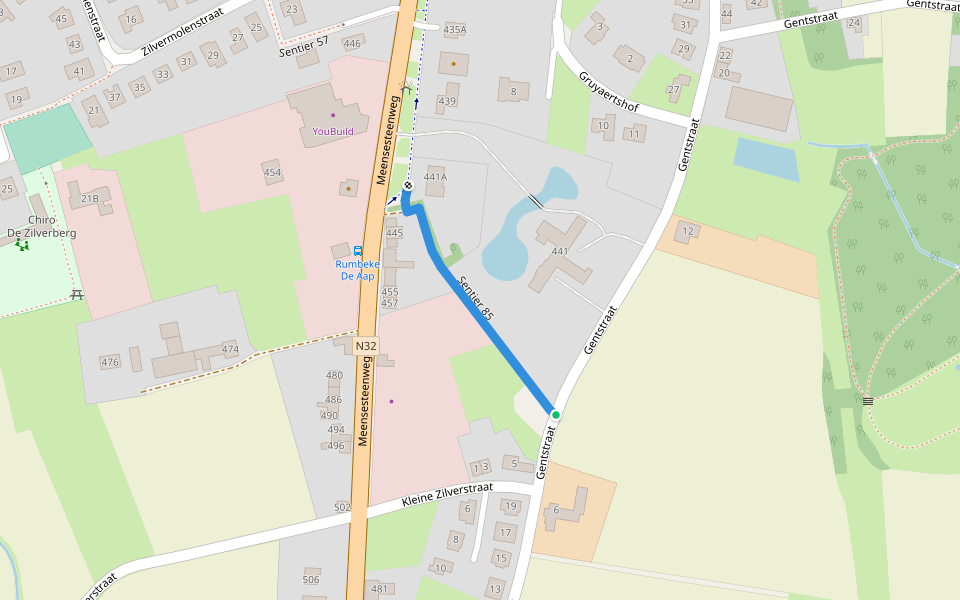 Sentier 85 walking route map in Roeselare