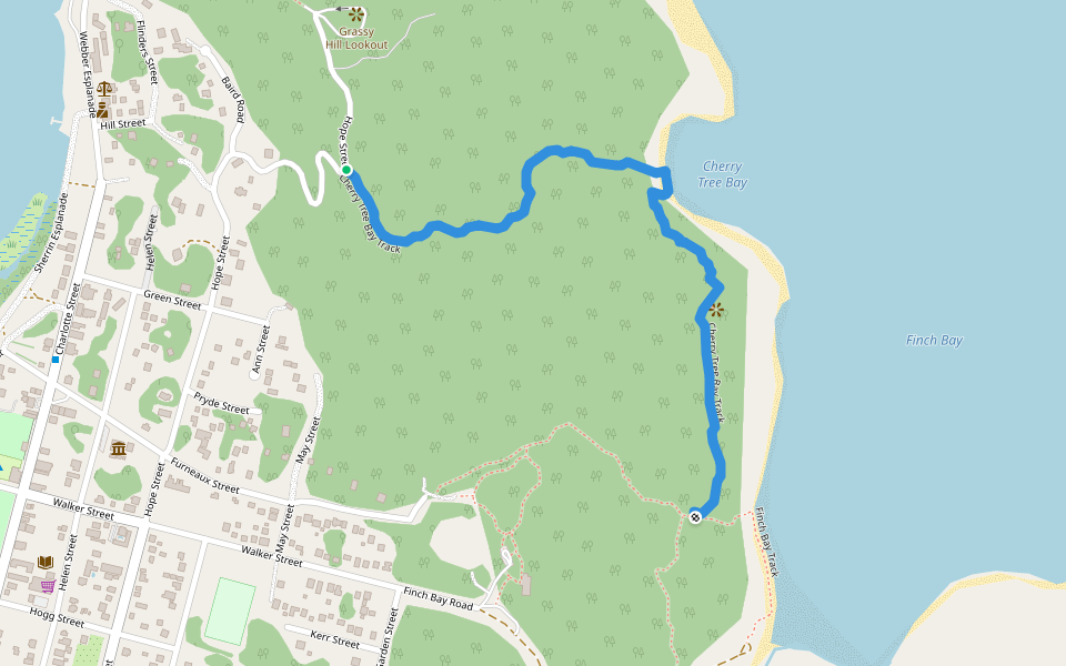 Cherry Tree Bay Track walking route map in Cooktown