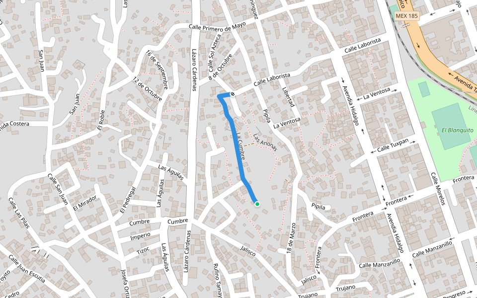 La Cumbre walking route map in Salina Cruz