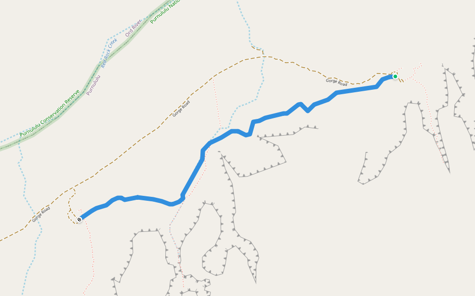Escarpment Trail walking route map in Purnululu