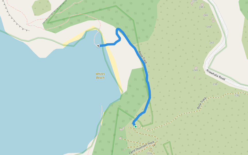 Rose Track walking route map in Anawhata
