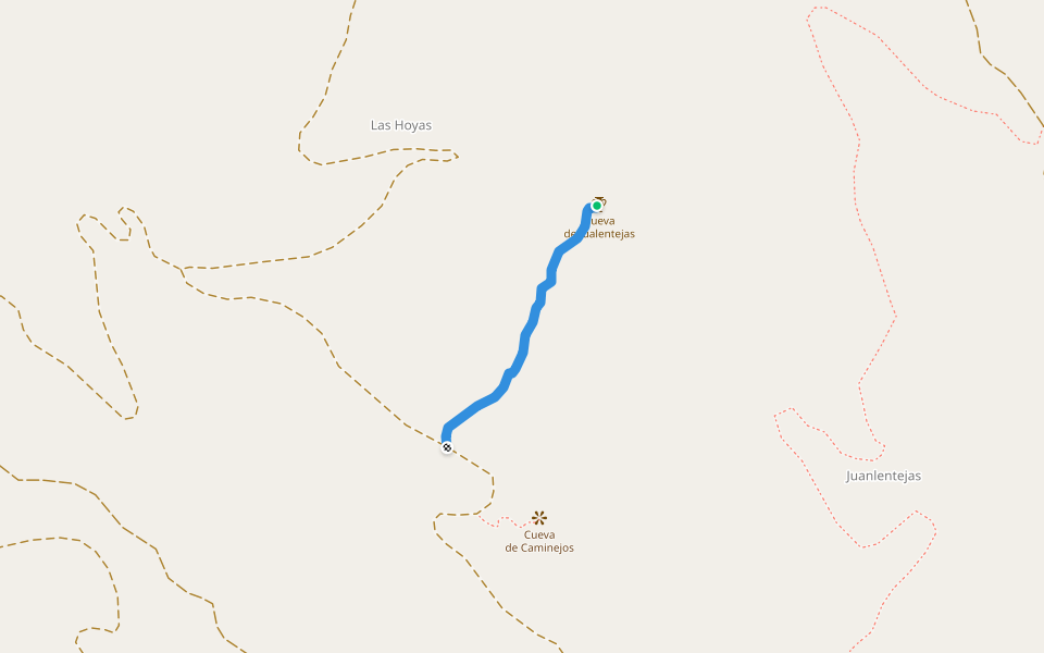 Camino de la cueva de Jualentejas walking route map in Les Fonts d'Aiòder