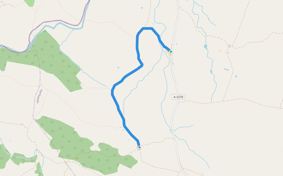Camino del Torozo walking route map in Valsequillo