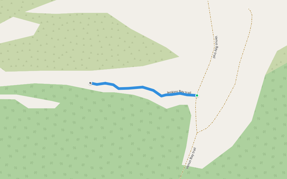 Jenkins Bay trail walking route map in Oranjestad