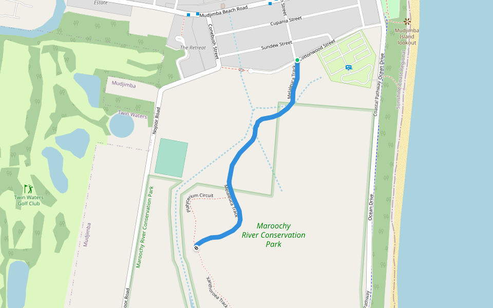 Melaleuca Track walking route map in Mudjimba