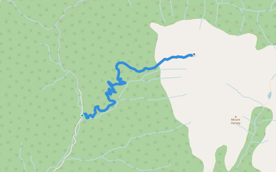 Harvey Mountain Trail walking route map in Smithers