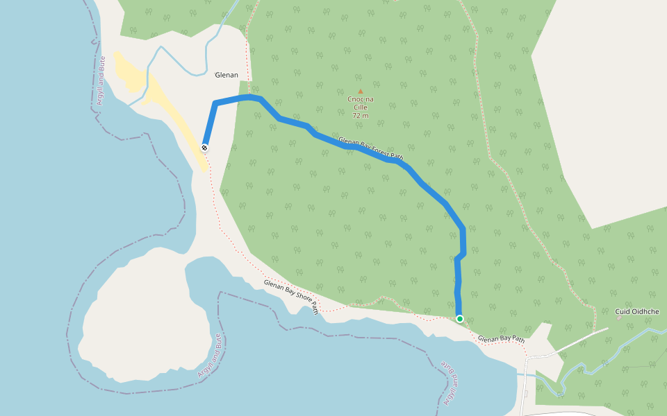 Glenan Bay Forest Path walking route map in Millhouse