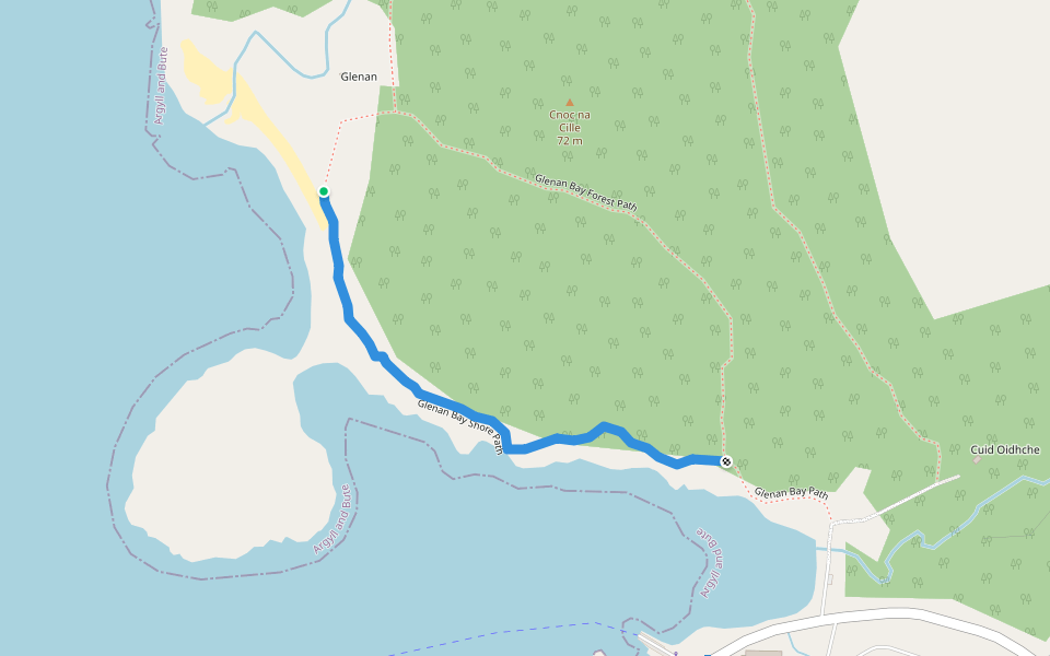 Glenan Bay Shore Path walking route map in Millhouse