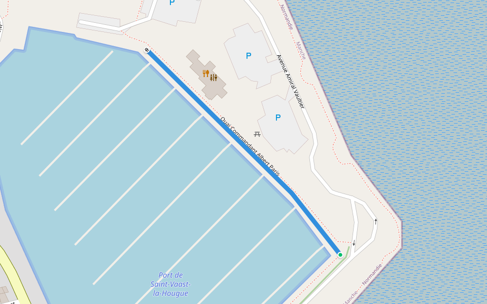 Quai Commandant Albert Paris walking route map in Saint-Vaast-la-Hougue