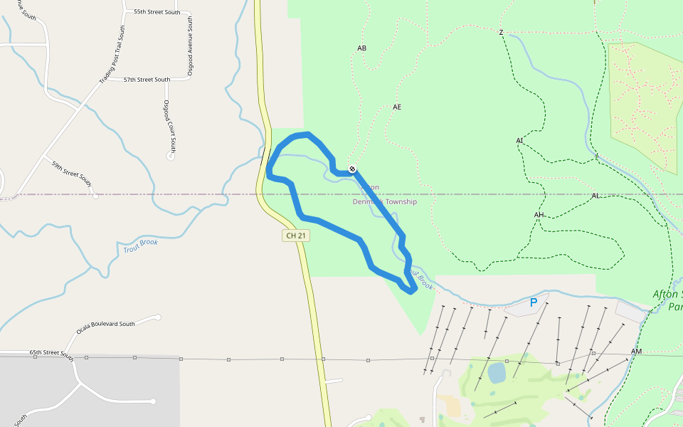 Trout Brook Loop walking route map in Afton
