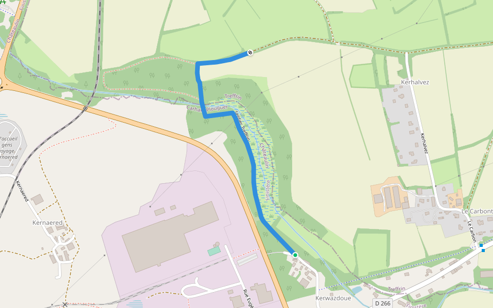 Sentier Treffrin walking route map in Carhaix-Plouguer