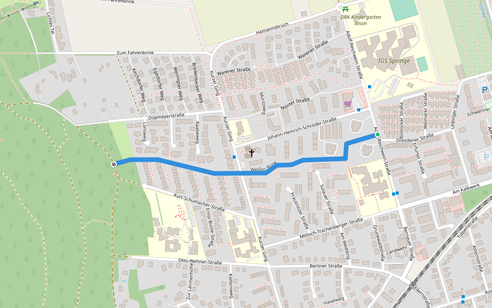 Weißer Brink walking route map in Springe