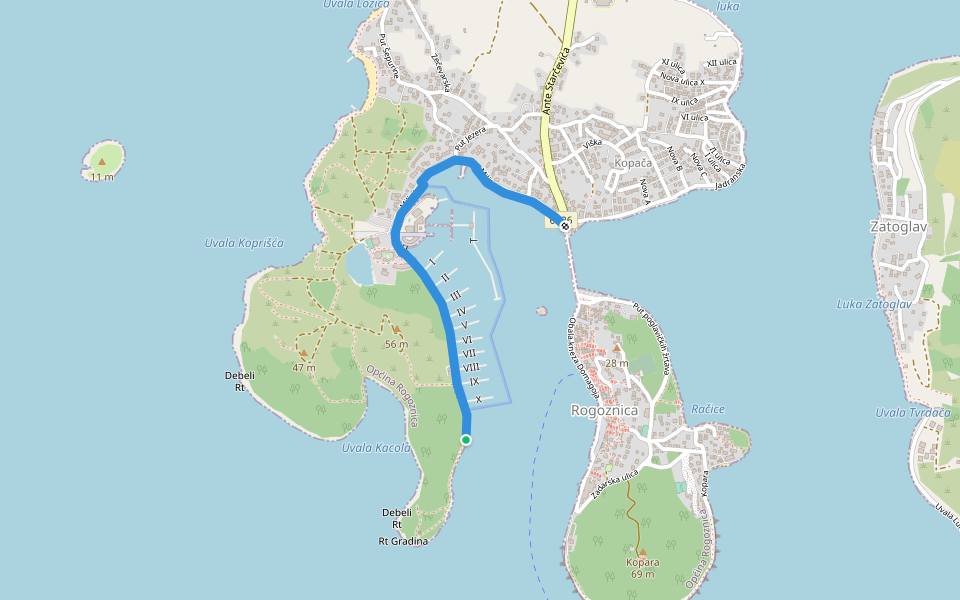 Uvala Soline walking route map in Cetina