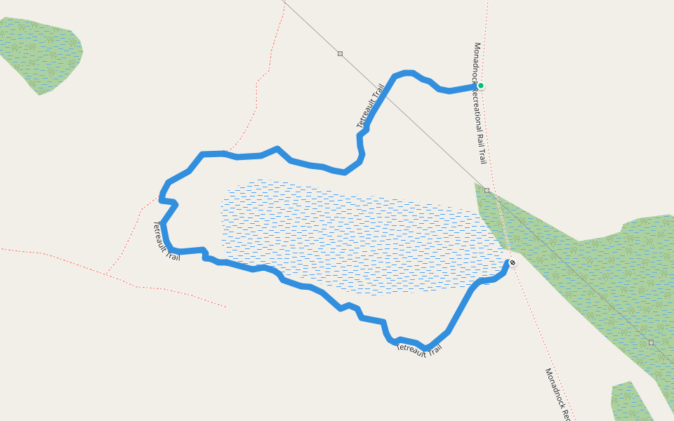 Tetreault Trail walking route map in Rindge