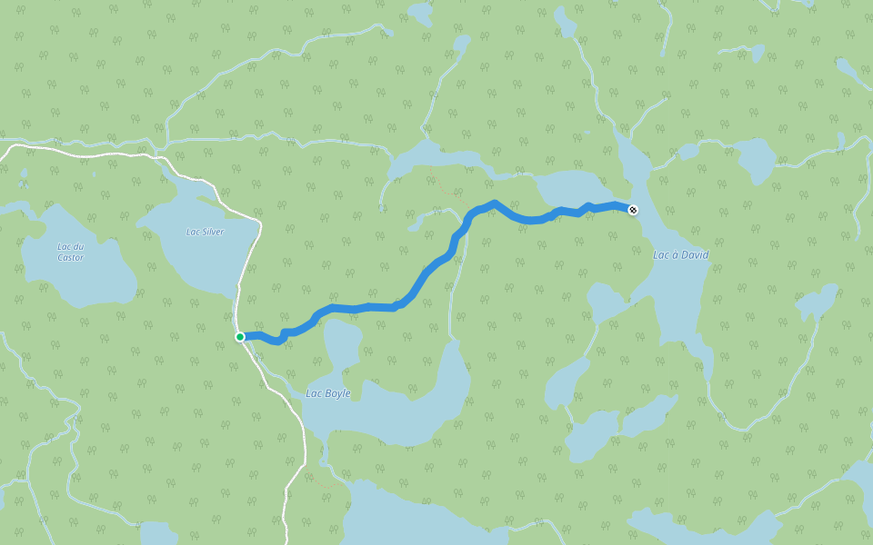 Chemin du Lac David walking route map in Saint-Fulgence