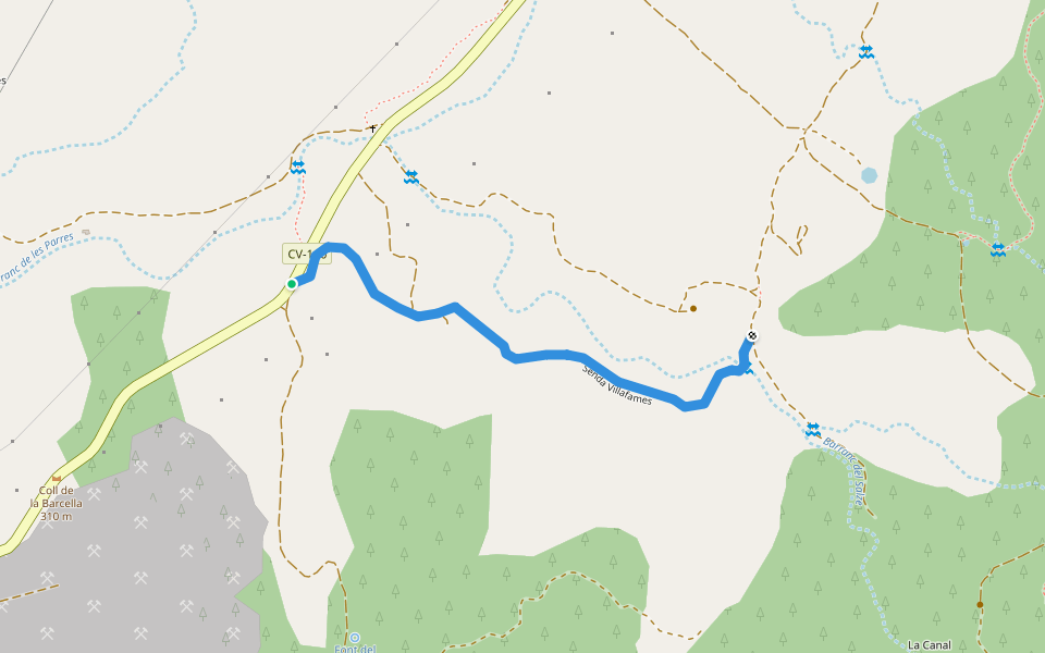 Senda Villafames walking route map in Vilafamés