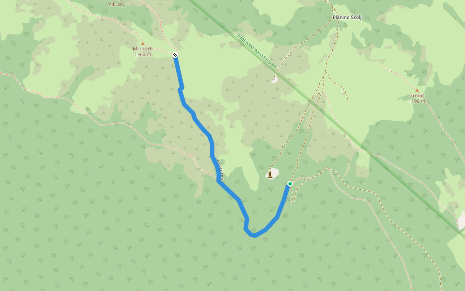 po grebenu walking route map in Dolje