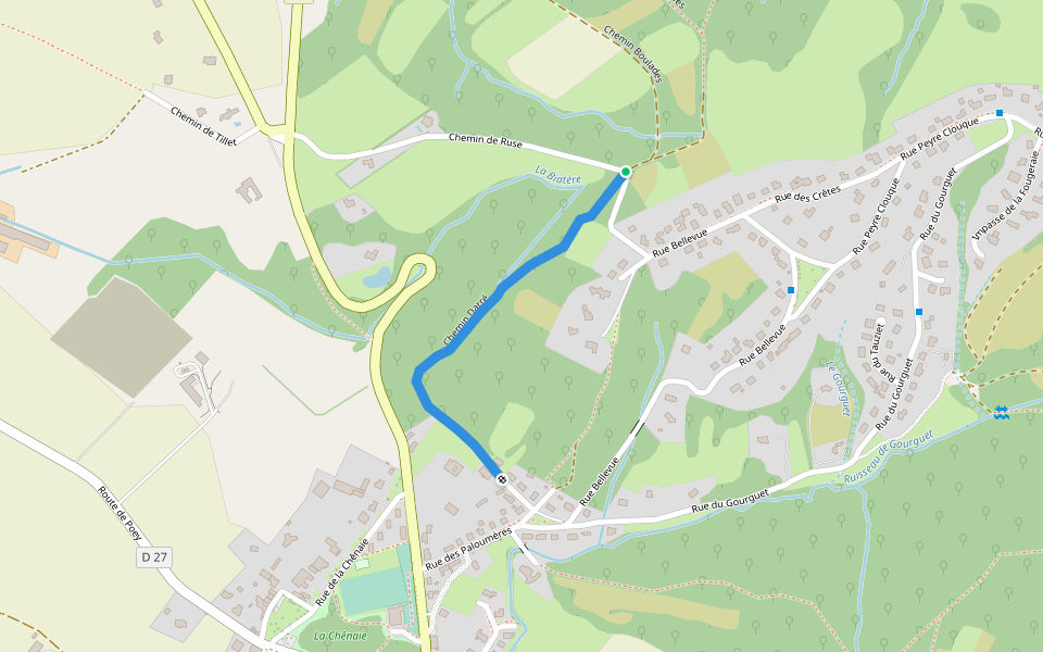 Chemin Darré walking route map in Ledeuix