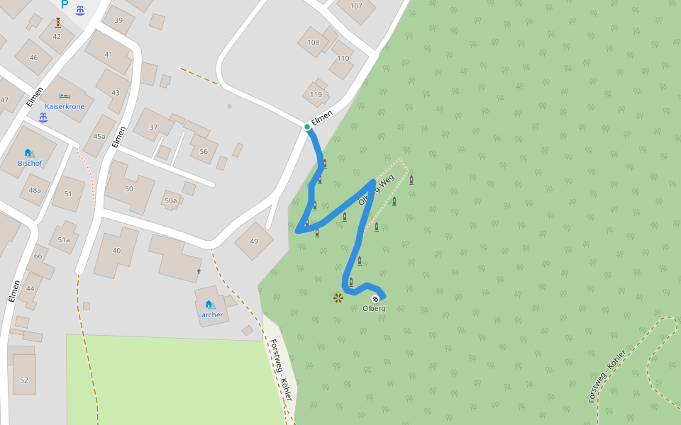 Ölberg-Weg walking route map in Elmen