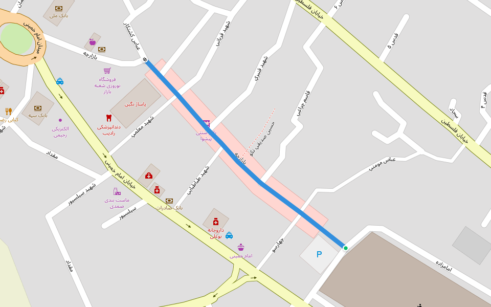 بازارچه walking route map in Pishva